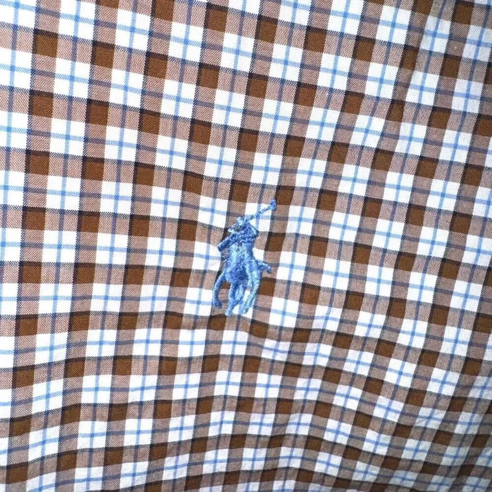Polo Ralph Lauren Brown Stretch Poplin Button-Down Shirt M